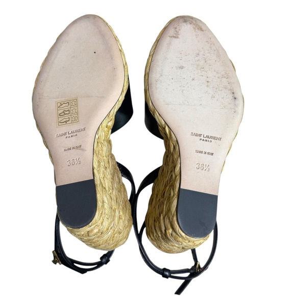 SAINT LAURENT - NIB Paloma Sandals Black Wedge Sandals Sz 36 1/2 - Picture 13 of 14